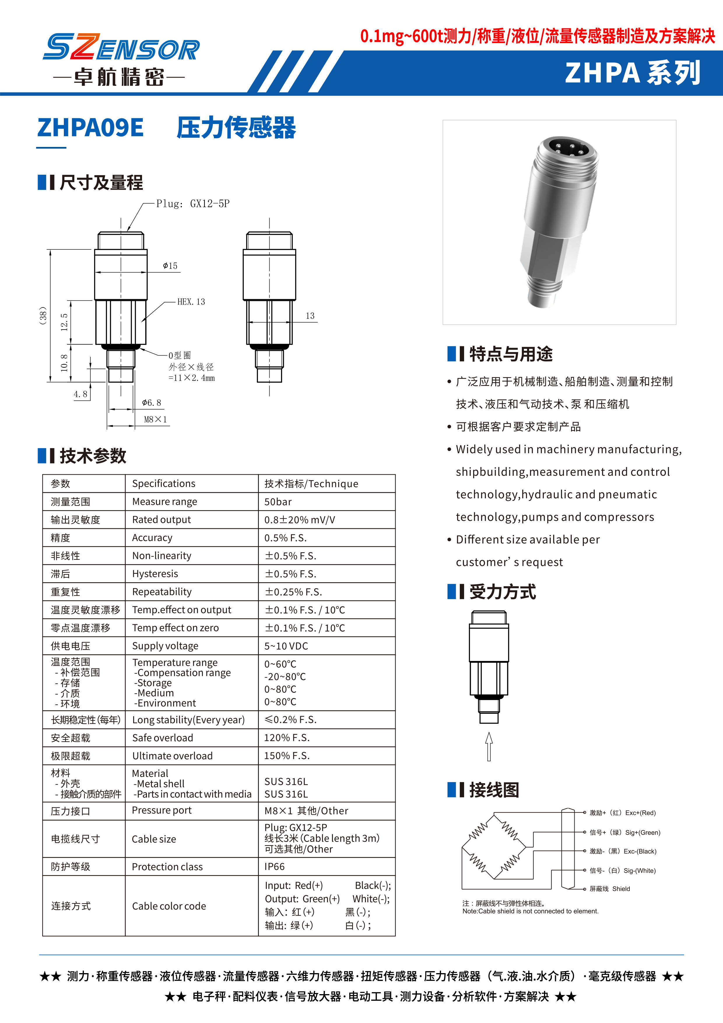 腔體壓力傳感器 ZHPA09E